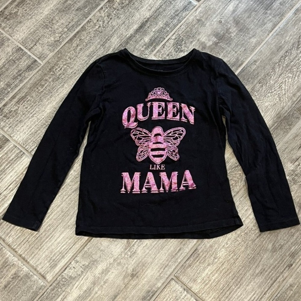 Girls The Childrens Place Black Queen Like Mama‎ Long Sleeve Shirt Size M (7/8)